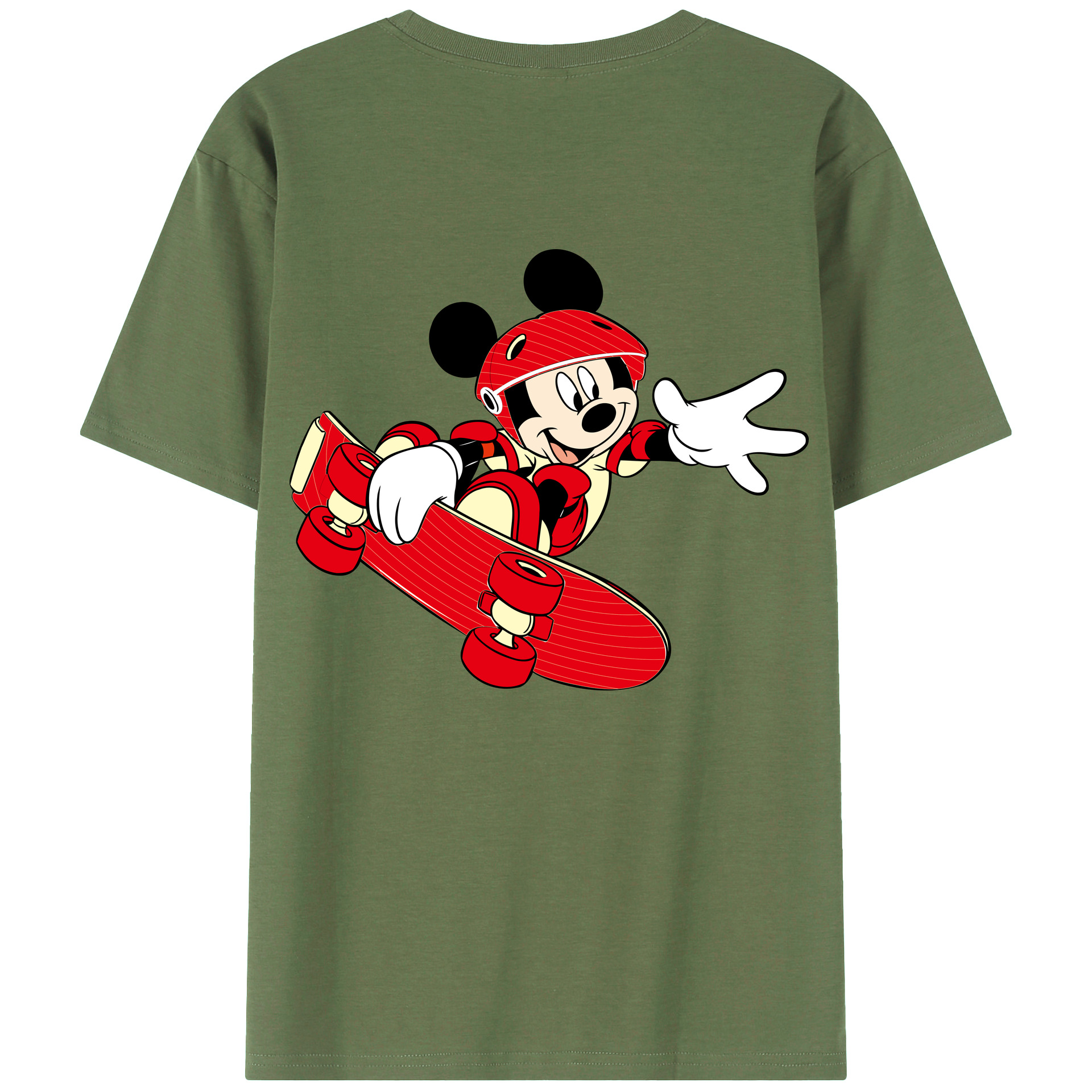 ミッキーマウス Mickey Mouse 綿100％ メンズ半袖Tシャツ（バックプリント） 通気性